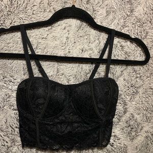 Black lace crop top